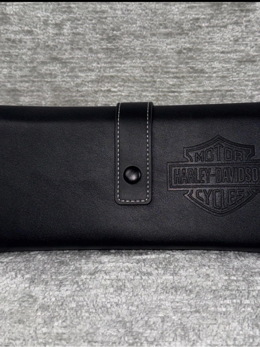 Harley-Davidson Black Leather Snap-trifold Closure Accessory Roll
